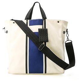 Bottega Veneta Wendbare Canvas Tote Schultertasche Weiß