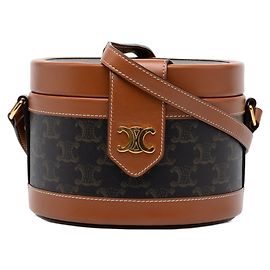 Céline Celine Triomphe Tambour Medium Shoulder Bag Brown Black