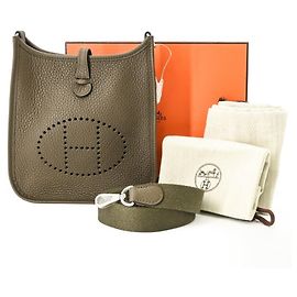 Hermès HERMES Evelyne TPM Shoulder Bag Light green