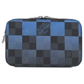 Louis Vuitton Blue Damier Graphite Giant Alpha Wearable Wallet Blu