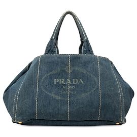 Saco Tote Prada Blue Large Denim Canapa Logo Azul Outro