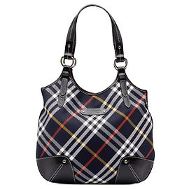 Burberry Blue Supernova Check Nylon Hobo Blue Navy blue