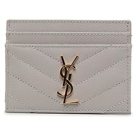 Autre Marque Saint Laurent Gray Chevron Grain De Poudre Cassandre Kartenetui Braun Grau
