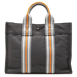 Hermès Gray Canvas Fourre Tout PM Marrone Grigio antracite