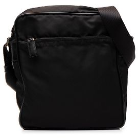 Prada Borsa Crossbody in Tessuto Nero con Chiusura a Zip Nero