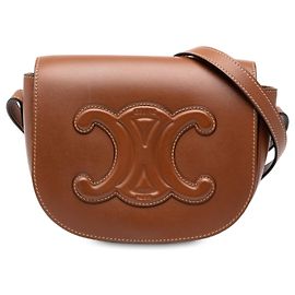 Céline Celine Brown Medium Calfskin Cuir Triomphe Folco Crossbody Brown