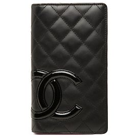 Cartera larga Chanel Cambon Ligne de piel de becerro acolchada negra Negro
