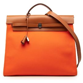 Hermès Orange Toile Herbag Zip 39 Orange