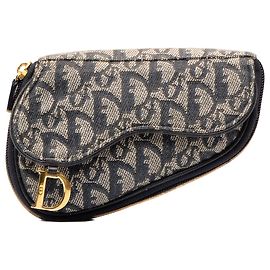 Dior Saddle Pouch aus blauer Oblique Canvas Blau Marineblau