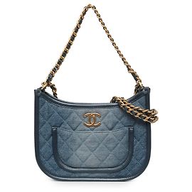 Borsa Hobo Chanel Blue CC Quilted Denim Blu Altro