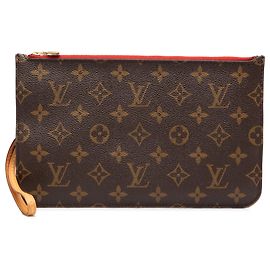 Louis Vuitton Brown Monogram Neverfull MM Pouch Brown