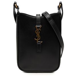 Autre Marque Saint Laurent Black Mini Smooth Leather Le 5 a 7 Vertical Crossbody Black
