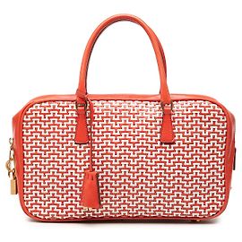 Sac à main Prada Bauletto en chèvre tressée rouge Madras Autre