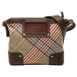 Borsa a tracolla Burberry Brown Nova Check in lana Marrone Marrone chiaro