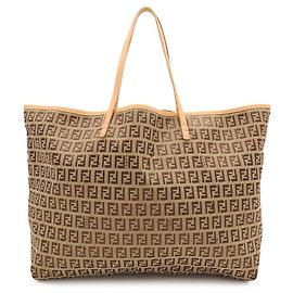 Sac Tote Fendi motif Zucca Marron Beige Marron foncé