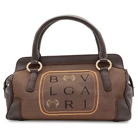 Bulgari Bolsa de mão/Bolsa de ombro em lona Bvlgari Marrom Castanho escuro