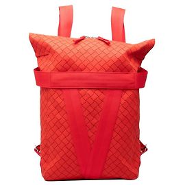 Bottega Veneta Intrecciato New Rubber Backpack Red