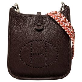 Hermès Borsa a tracolla/pochette Hermes Evelyne TPM Rosa Marrone scuro