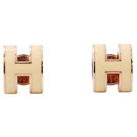Hermès Hermes Pop H Ohrstecker Beige Golden