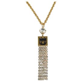 Colar Miu Miu em metal e strass Prata Dourado