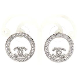 Pendientes de botón Chanel Silver Plata