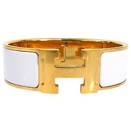 Hermès Brazalete Hermes HERMES Clic Clack H Blanco Dorado