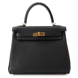 Hermès Borsa Hermes Kelly 25 in pelle Togo nera Nero