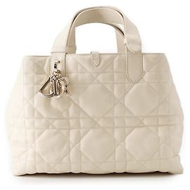 Christian Dior Macro Cannage Toujours mittlere Lederhandtasche Roh