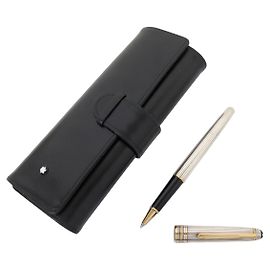 MONTBLANC ROLLER MEISTERSTUCK SOLITAIRE DOUE STERLING SILVER PEN + CASE Silvery