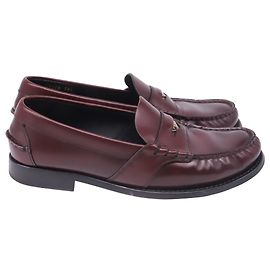 Mocassins Penny Prada em couro vermelho borgonha Vermelho Bordeaux