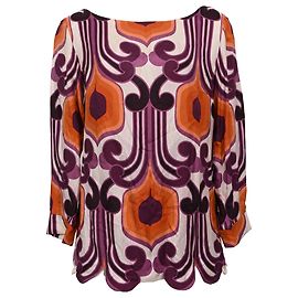 Miu Miu Geometric Print Top in Multicolor Silk Multiple colors