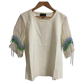 Emporio Armani Shirring Sleeve Panel Top White
