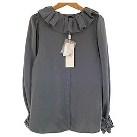 Autre Marque COEL Bluse mit Rüschenkragen Blau