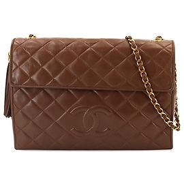 Bolsa de Ombro com Corrente Chanel Matelassé Marrom