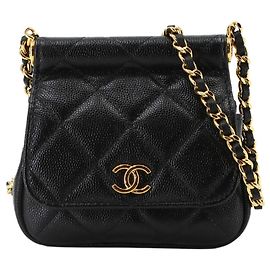 Sac à main épaule Mini Chain Matelassé Chanel Noir