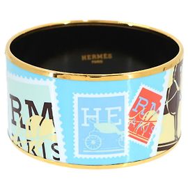 Hermès Hermes HERMES Email TGM Bangle Bracelet Multiple colors Golden Light blue