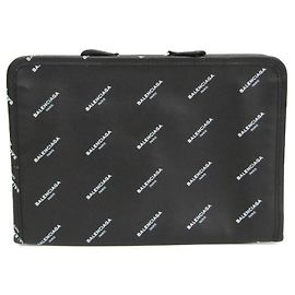 Balenciaga Logo Bazar Leather Noir