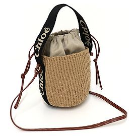 Bolsa Cesto Chloé Woody Small Preto Bege