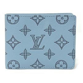 Portafoglio bi-fold Louis Vuitton Monogram Shadow Blu chiaro