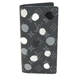 Louis Vuitton LV x YK Portefeuille Brazza Monogram Eclipse Dot Yayoi Kusama Long Wallet Black
