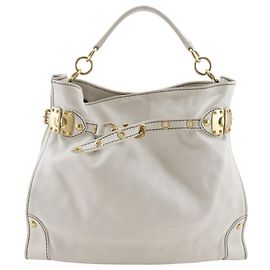 Miu Miu Madras Shoulder Leather Beige