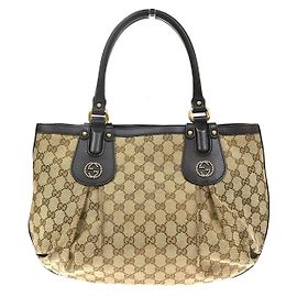 Gucci Scarlett GG Canvas with Leather Large Castaño