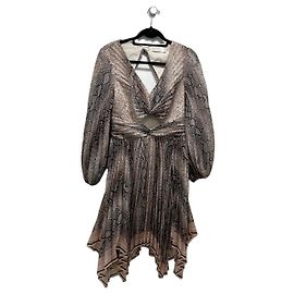 Vestido Zimmermann Estampado de Serpente Plissado Impressão em python