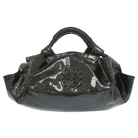 Loewe Nappa Aire Glitter Patent Leather Black Handbag Black