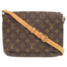 Bolso de hombro Louis Vuitton Musette Tango Castaño Monograma
