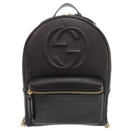 Gucci Soho Interlocking G Leder-Rucksack Schwarz