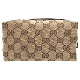 Gucci GG Canvas Leder-Kosmetiktasche Braun Beige