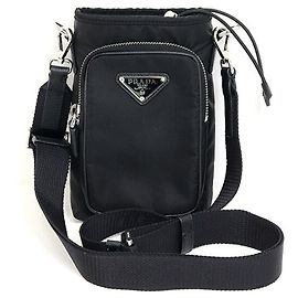 Bolsa de Ombro Prada 2ZH155 Capa para Smartphone em Re-Nylon Preto