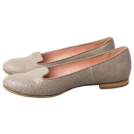 Studio Pollini Grey Python-Effect Leather Ballet Flats Grey