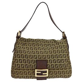 Fendi Zucchino Canvas Mamma Baguette Canvas Medium Marron